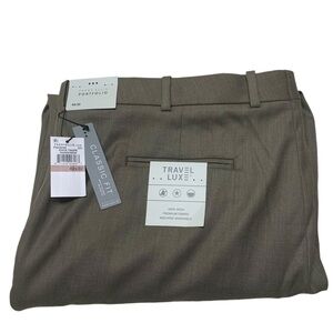 NEW Perry Ellis Portfolio men dress pants rock taupe sharkskin 42x32 classic fit